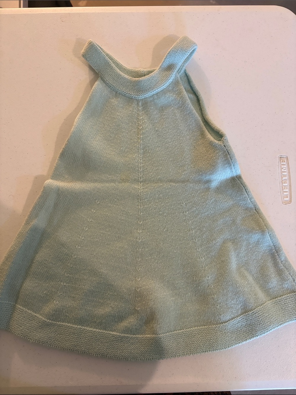 Girls Knit Halter Dress in Mint Green